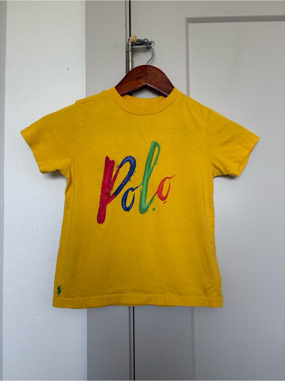 POLO RALPH LAUREN YELLOW POLO SCRIPT GRAPHIC TSHIRT KIDS 4T